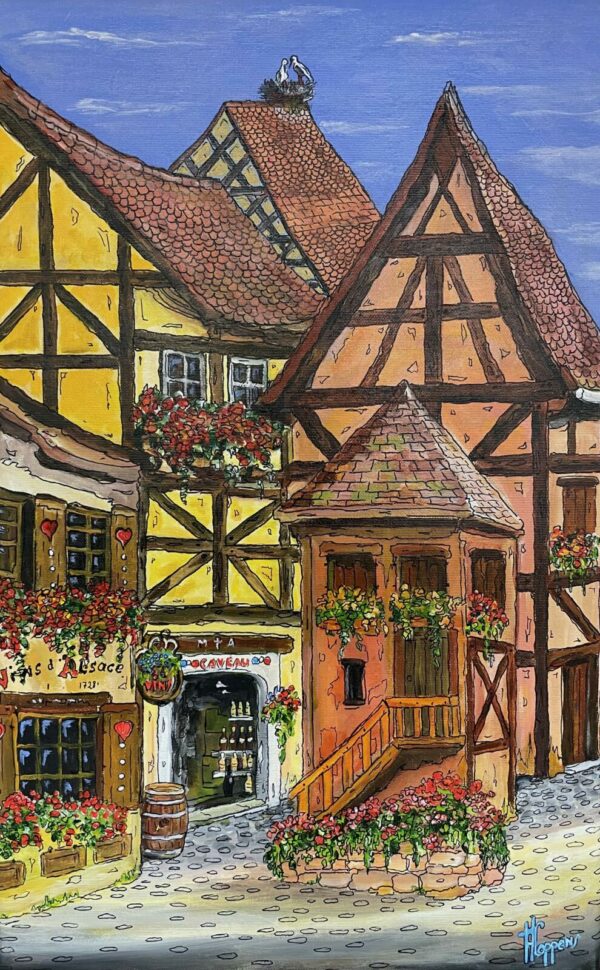 Eguisheim, a Small Village in Alsace 21 x 13 inches.